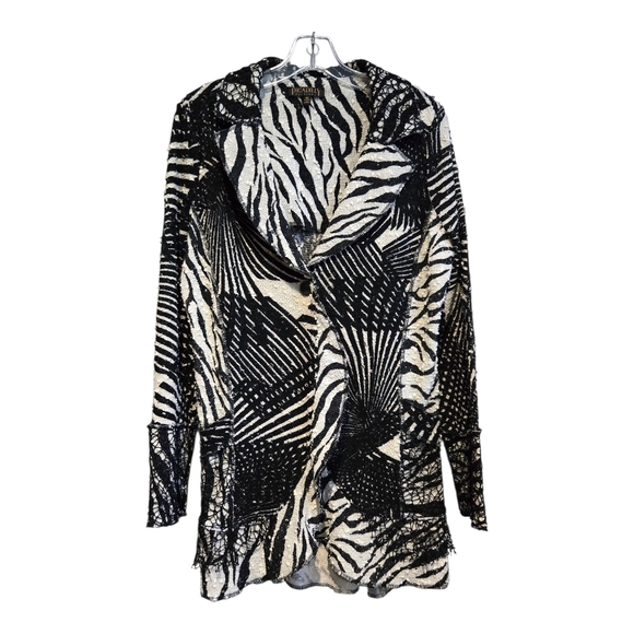 Picadilly Fashion Black and White Sweater Jacket, Medium - Picture 1 of 8